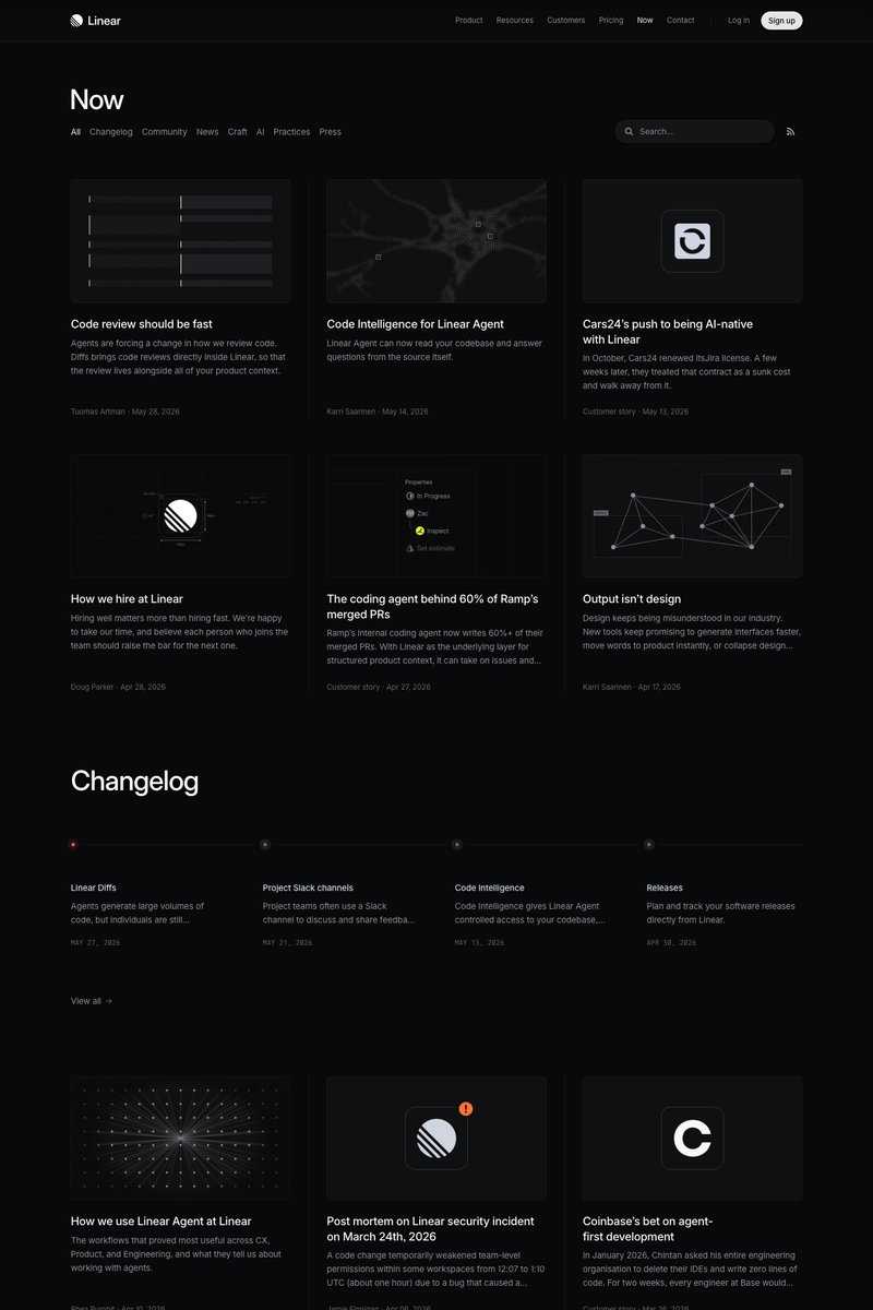 Linear — Blog Page