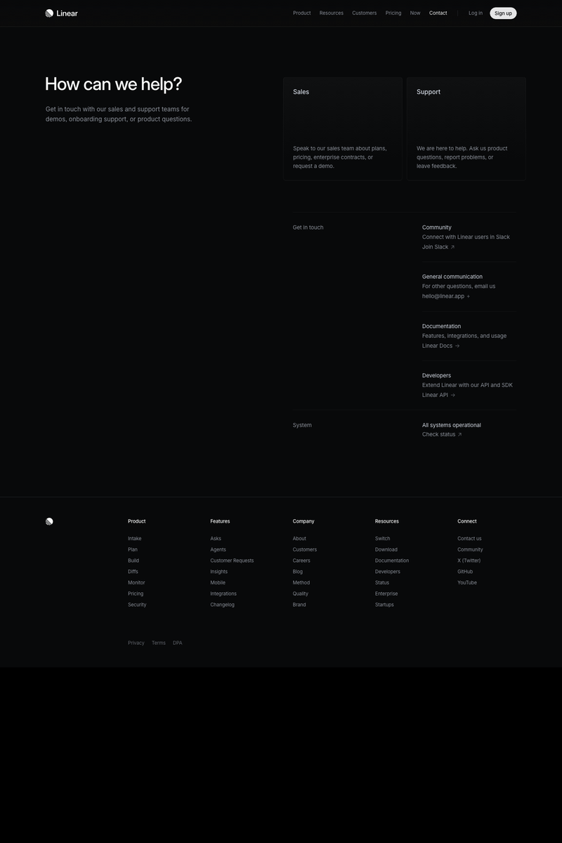 Linear — Contact Page