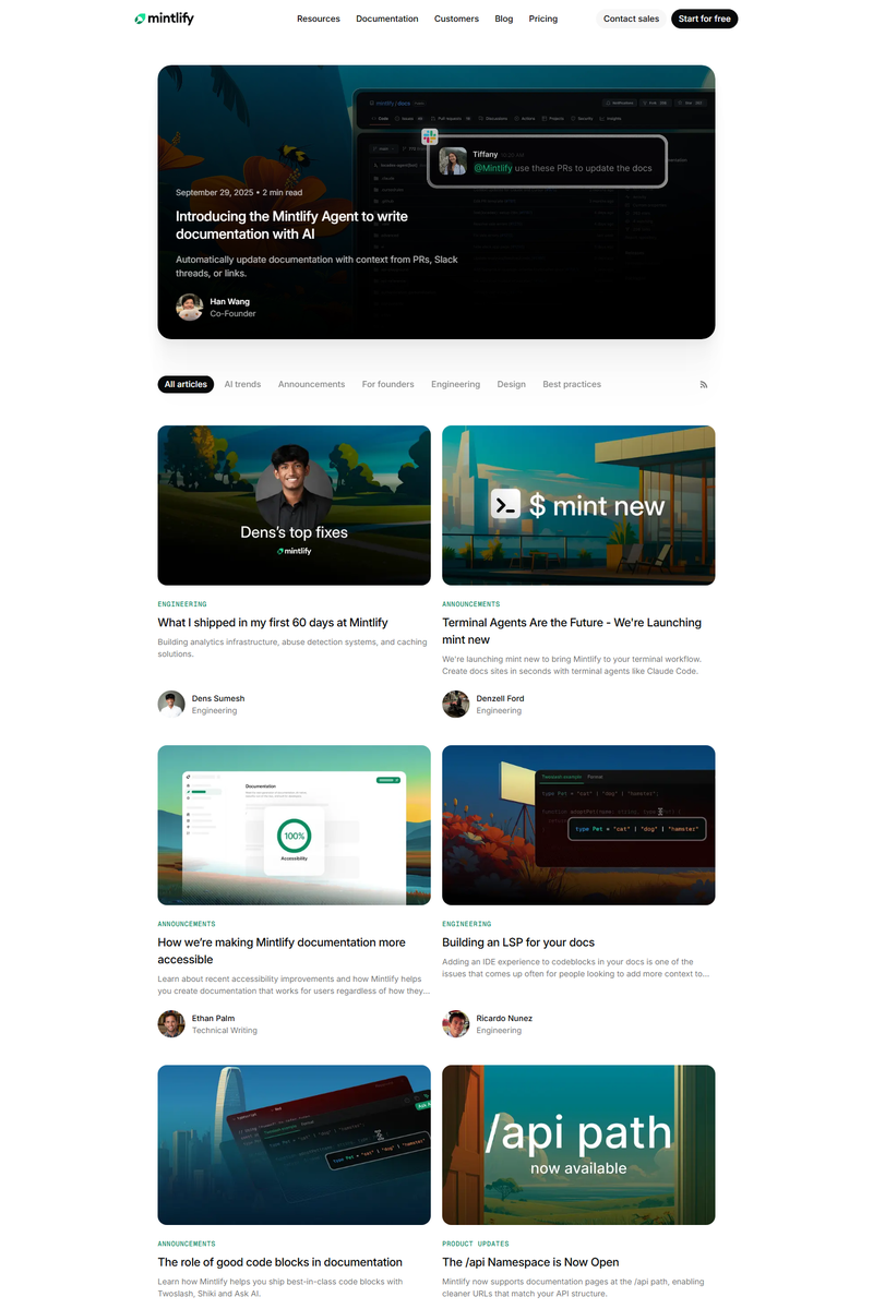 Mintlify - Blog Page