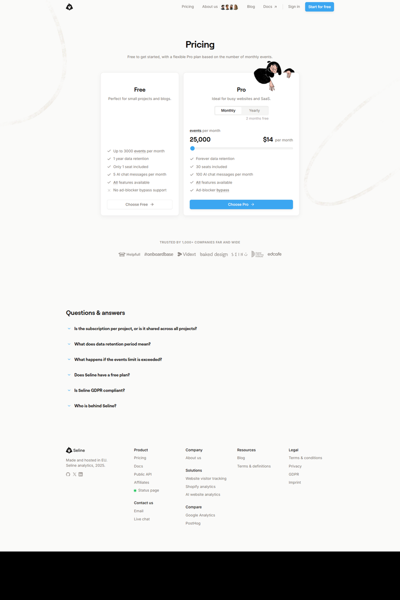 Seline - Pricing Page