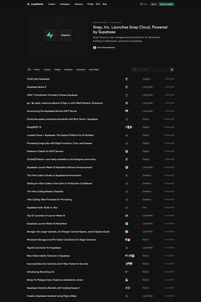 Supabase - Blog Page