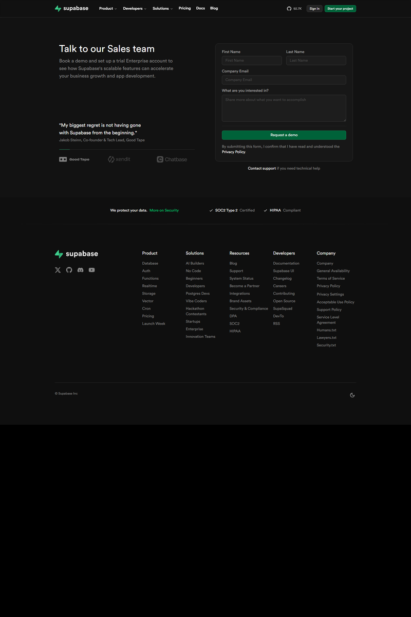 Supabase - Contact Page